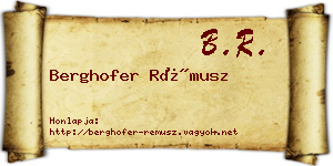 Berghofer Rémusz névjegykártya